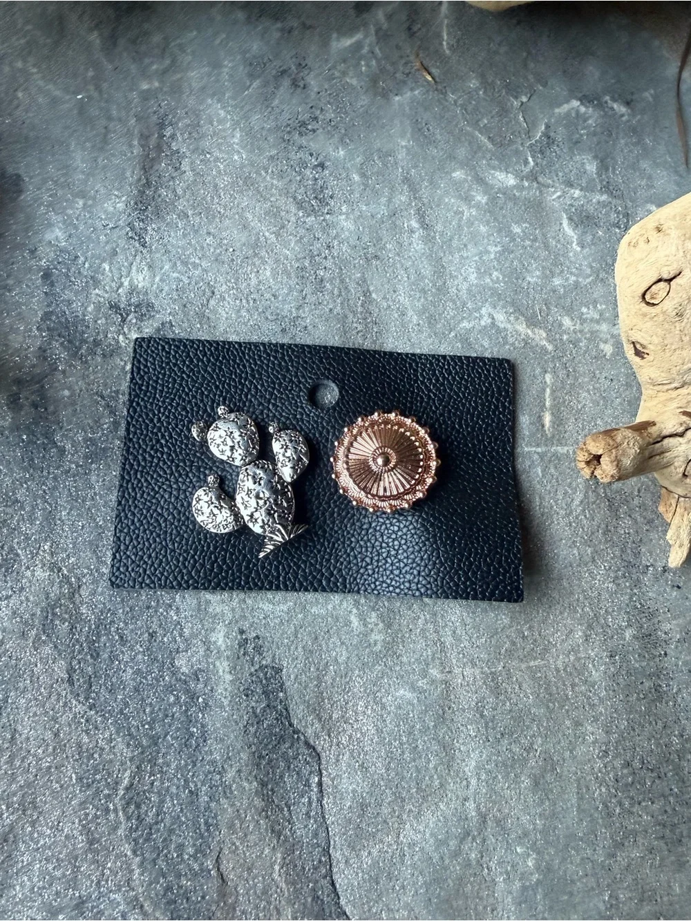 New🌟Free People-Mixed Metal Cactus & Concho Pin  Set - Silver & Rose Gold